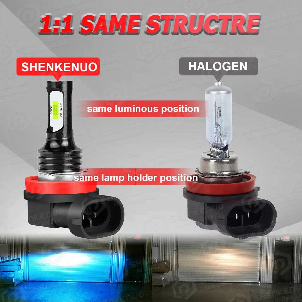 H11+H11 8K LED Headlight Kit Hi/Lo Beam Bulbs 2400LM For 2016-2018 Nissan Maxima - Image 4 of 4
