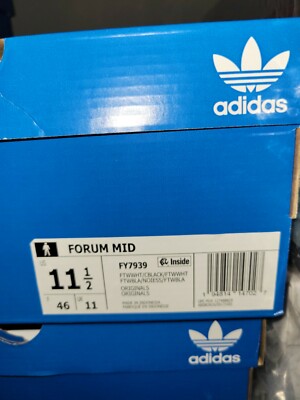 Mens Adidas Originals Forum Mid Core Black/White FY7939 size 11.5