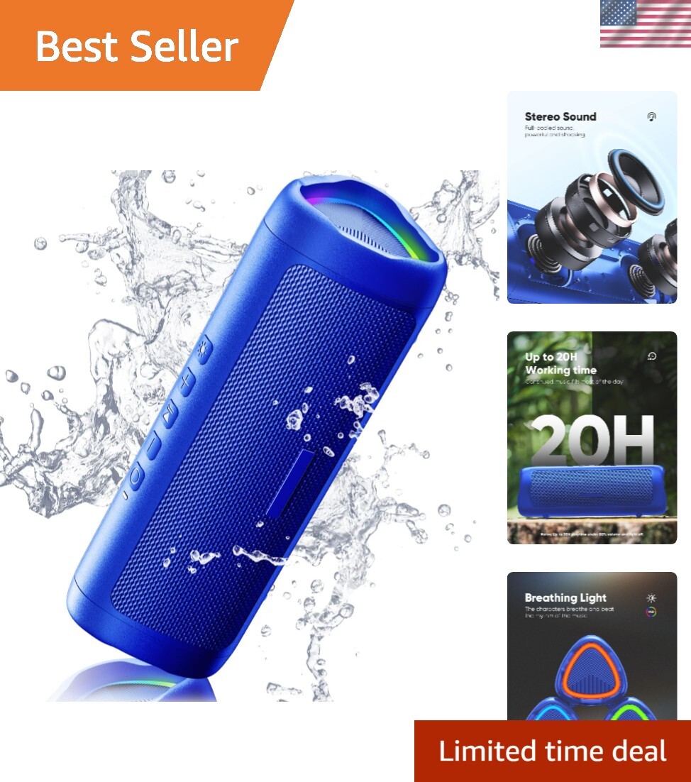 Bluetooth 5.3 Waterproof Speaker - HD Sound, 20 Hours Playtime, Party Essential-image