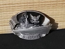 US Navy Belt Buckle Made in USA 1981 Bergamot Brass Works Vintage I-132