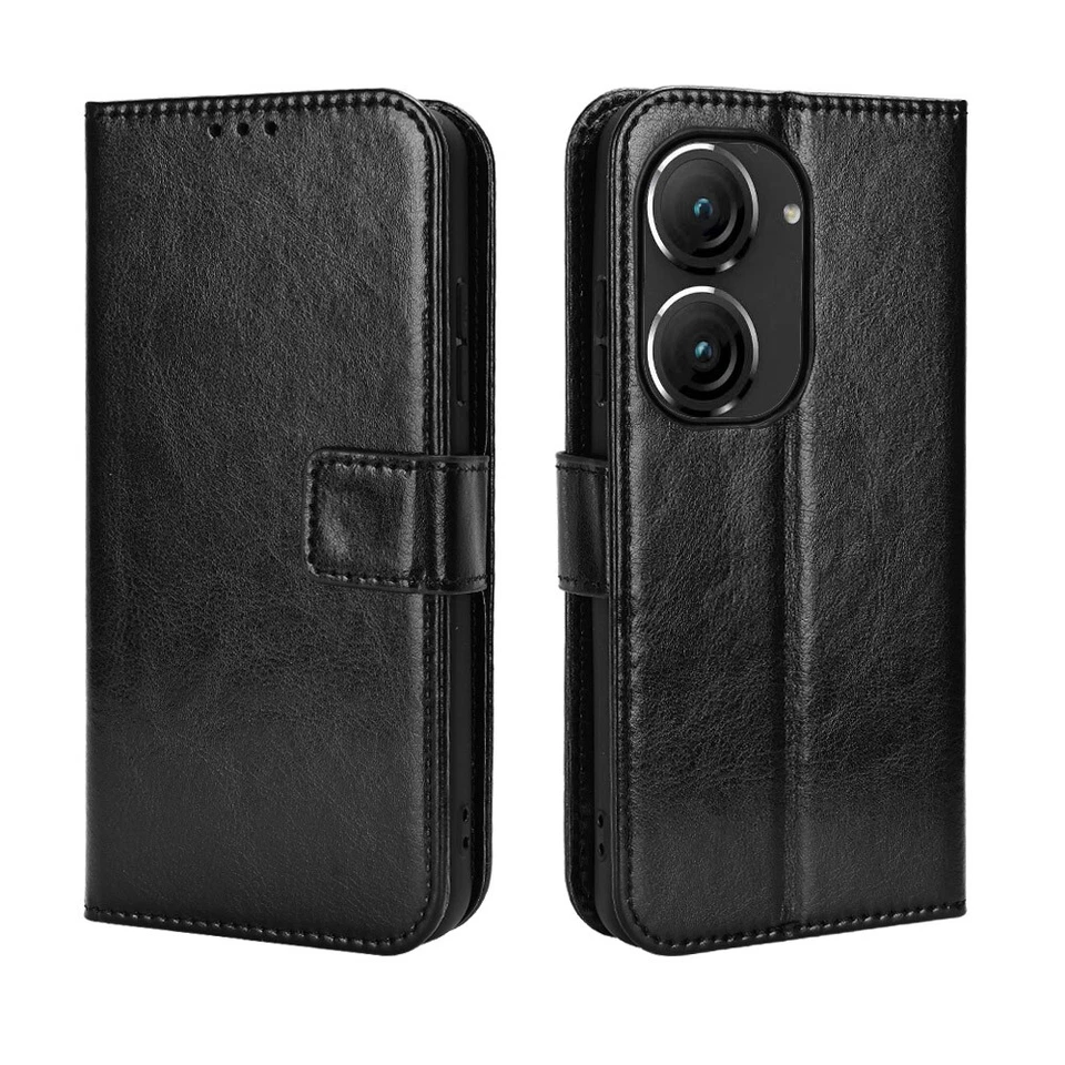 For Asus Zenfone 10 / 9  Crazy horse Skin Magnetic Flip PU Leather Wallet Case - Image 2 of 4