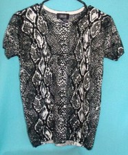 Ladies Soft Sweater Top Short Sleeves Black White - New - Size M