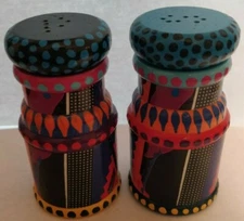 Hand Painted Wooden Salt & Pepper Shaker by Gina Rosencrantz Design - Set of 2!