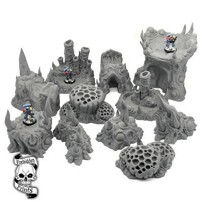 Riesiges Konvolut Alien Nid Hive infizierte Pflanzen 28mm Gelände Landschaft Wargaming