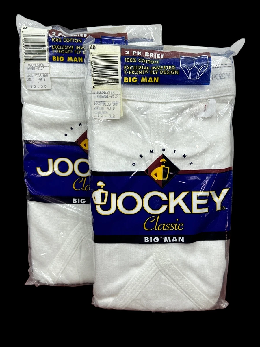 Vintage Men's Jockey Classic Briefs Big Man 2-Pack Cotton White 48 Sealed  1996