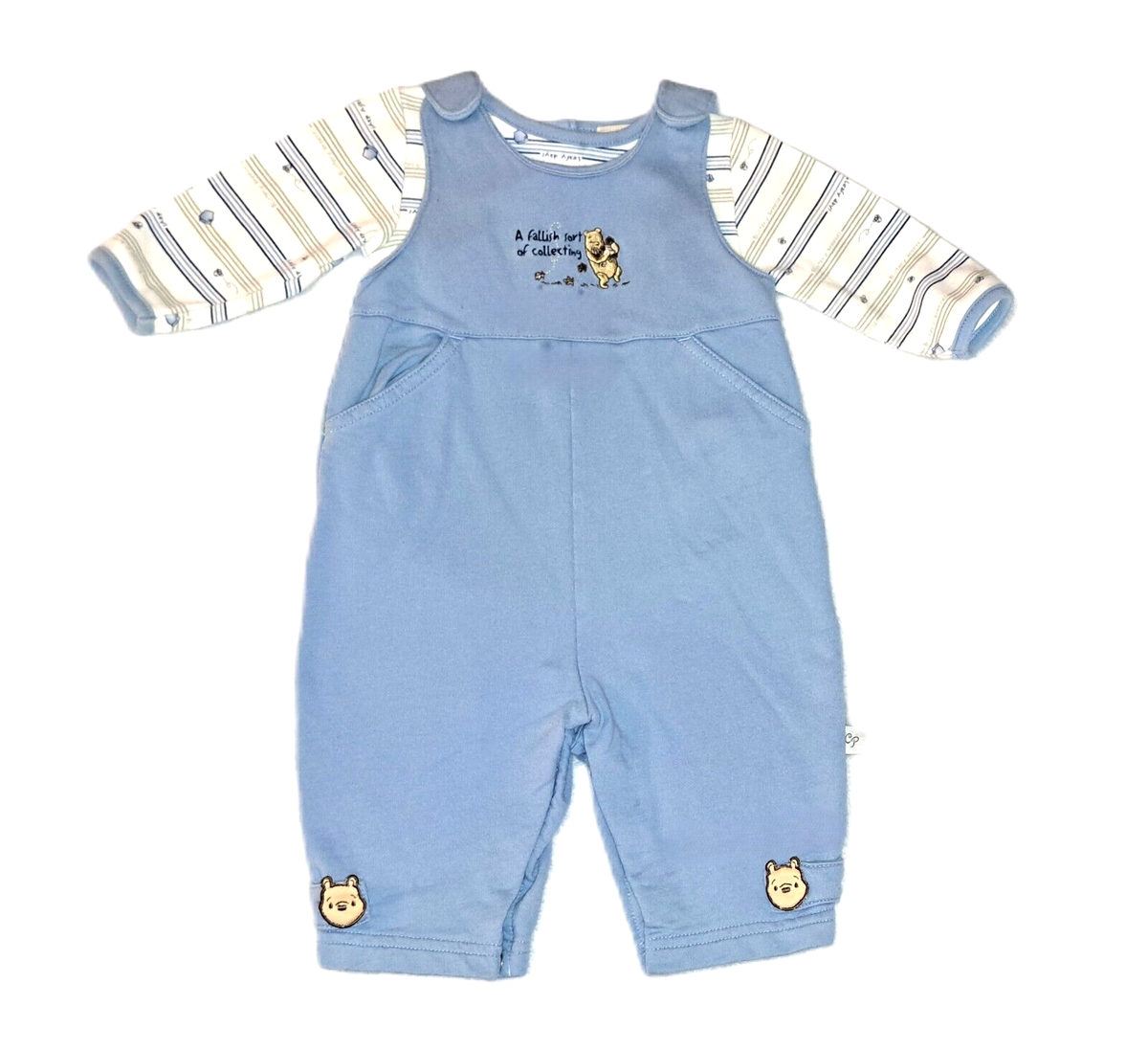 Boys vtg CLASSIC POOH t shirt overalls outfit 6 months fall long