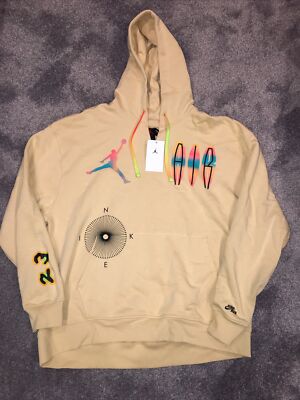 Nike Air Jordan Flight MVP Fleece Hoodie Beige Mens Size 2XL