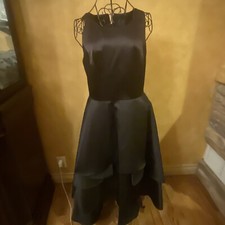 Adrianna Papell Black Satin Cocktail Dress Size 10 