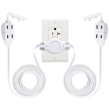 12 Feet Twin Extension Cord Power Strip, 6 Feet on Each Side, Flat Head Outlet