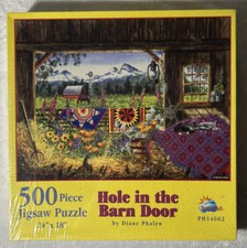 SunsOut Jigsaw Puzzle Hole In The Barn Door 500 PC PH14602 D Phalen NEW 24 x18
