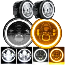7INCH Halo LED Headlights & 4inch Fog Light Combo For Freightliner Coronado