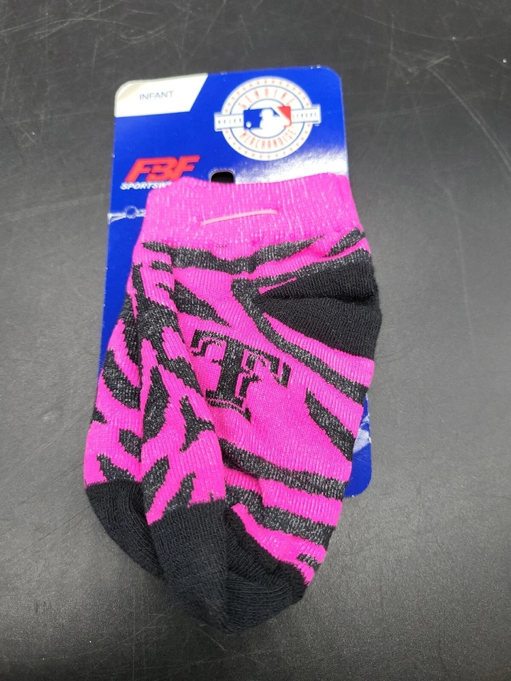 1 Par de Calcetines Texas Rangers MLB Talla Infantil 0-3 Nuevos Niña Rosa Foto 2 de 4