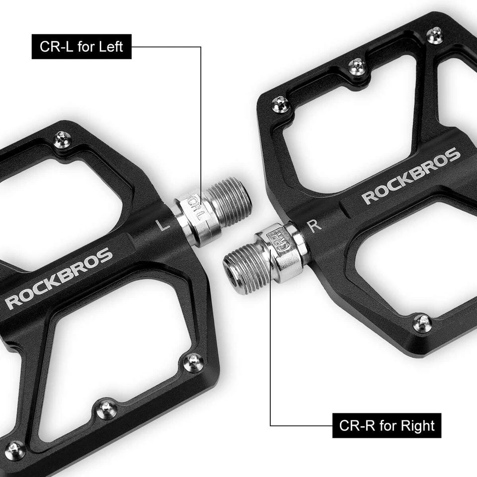 ROCKBROS Aluminum Alloy Bearing Pedals Bicycle Waterproof Wide Flat 9/16" 2Pcs - Image 4 of 4