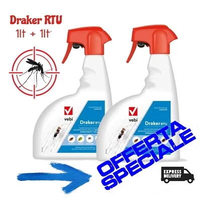 Vebi DRAKER RTU 2 Lt - INSETTICIDA SPRAY Zanzare Mosche Cimici Formiche Pulci