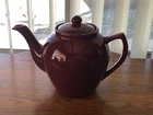 VINTAGE BAUER MONTEREY MODERNE BURGUNDY TEAPOT