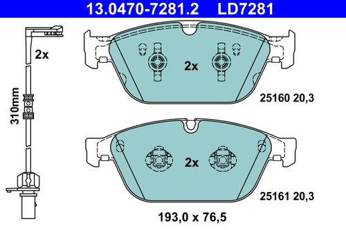 Für ATE 13.0470-7281.2 Brake Pad Set, disc brake 13.0470-7281.2 Ceramic brake p - Bild 2 von 7