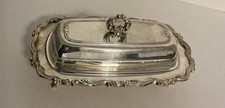 Oneida Silverplate Ornate Footed Covered Butter Dish with Lid Vintage 3 Piece