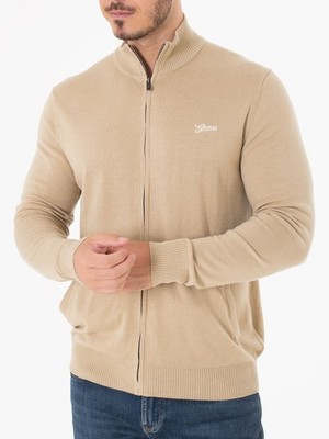 GUESS CARDIGAN DARRELL BASIC ZIPPED BEIGE