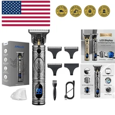 Professional Trimmer Mens Hair Clippers, Zero Gapped Cordless Beard Barber Se...