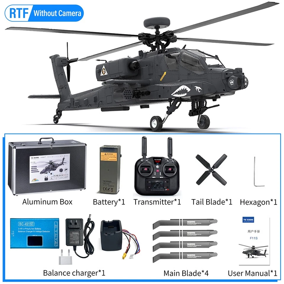 YXZNRC RC-Helikopter 1:32 AH-64D Apache 2,4 G 9CH GPS FBL RTF 3D-Fernbedienungs - Bild 3 von 4