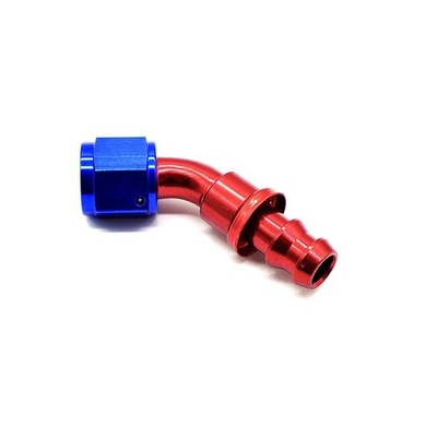 Alu Fitting AN8 Push On 45° Dash Verbinder Anschluss Rot/Blau 3/4 - 16
