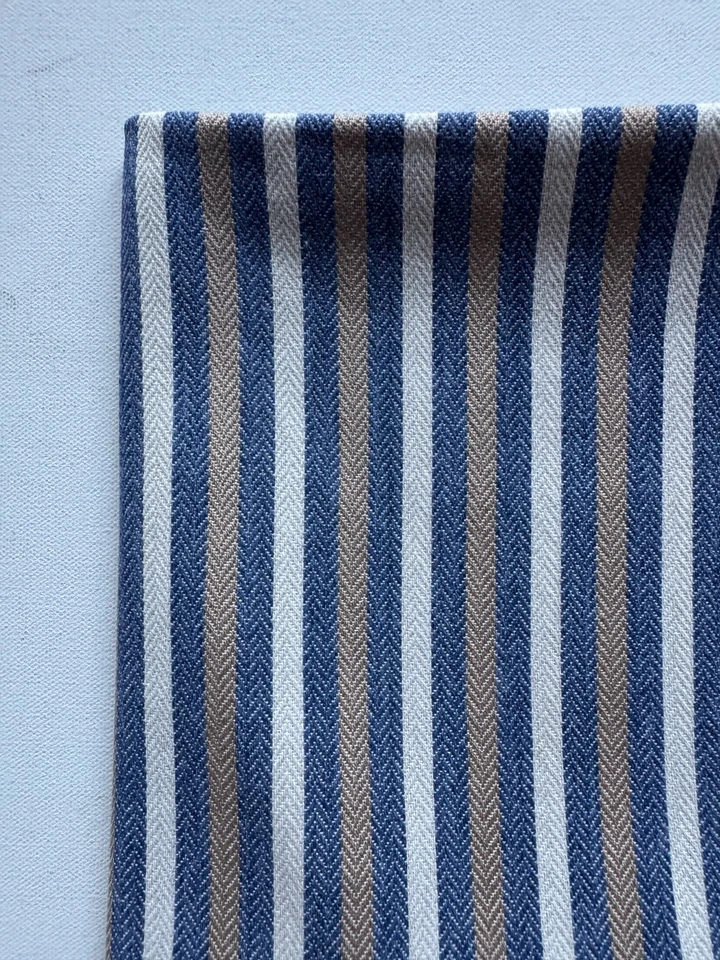 Ralph Lauren Shorebirds Ticking Denim Italy Designer Fabric Remnant 24 x 24" - Image 2 of 3