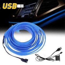 16ft Usb Led Auto Car Interior Decor Atmosphere Light Strip Accessories Blue 12v