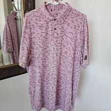Men's Adidas Pink Golf Short Sleeve Shirt Camo Large Poly Cotton