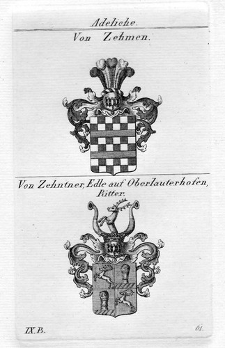 Zehmen / Zehntner - Wappen Adel coat of arms heraldry Heraldik - Bild 1 von 1