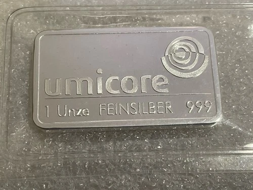 Rare Umicore 1 Oz Silver Bullion Bar .999 Fine Silver * Mint Sealed Non Poured
