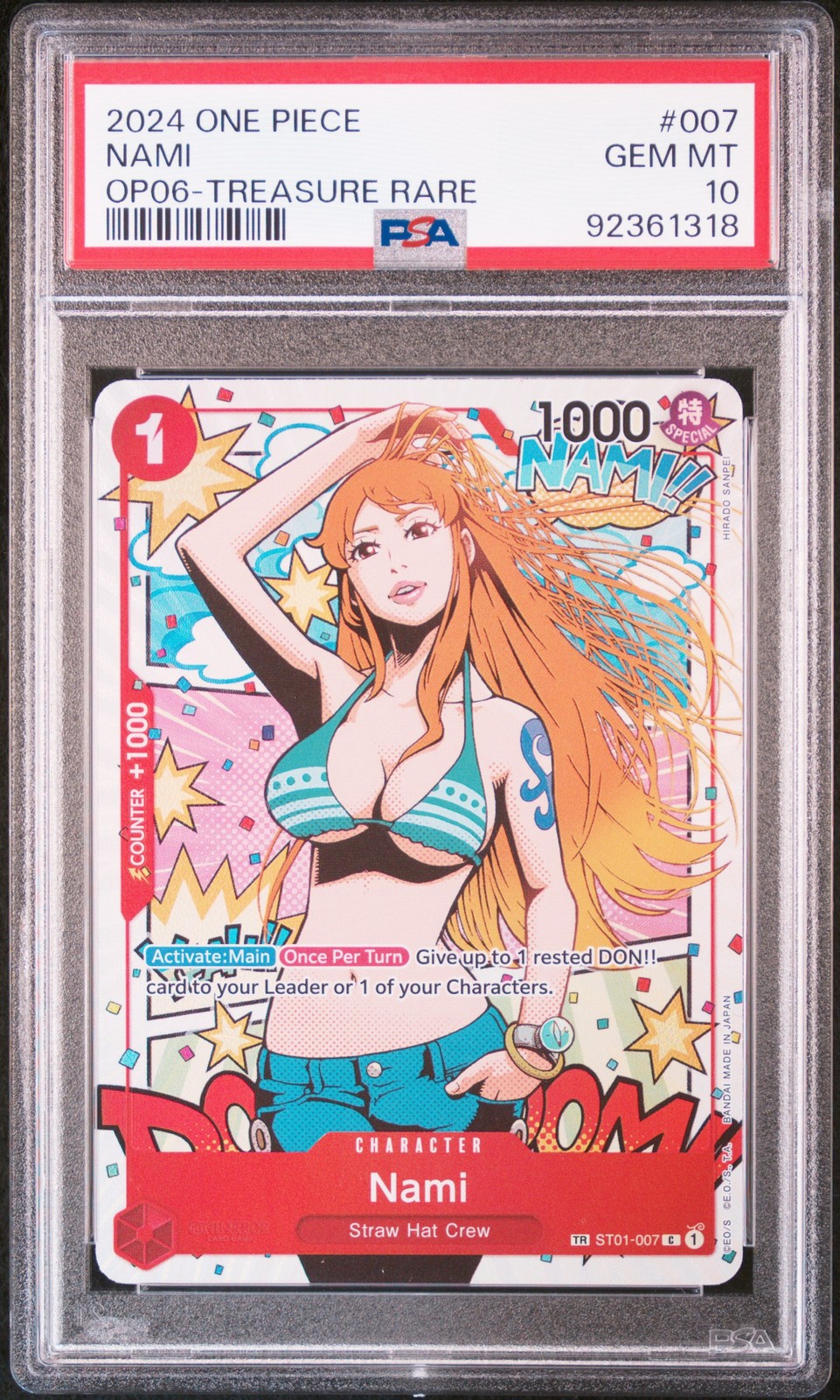 Nami One Piece 2024 OP06 Wings/Captain Treasure Rare English TR ST01-007 PSA 10