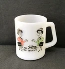Vintage Martin Sprocket & Gear Advertising Milk Glass Mug Federal Coffee Cup