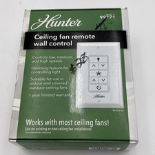 Hunter Ceiling Fan Remote Wall Control: Dimming Feature White Model 99771 New
