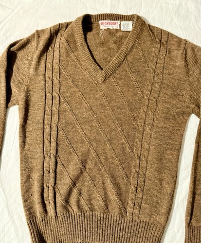 Vintage McGregor Royal Clan Sweater Brown Shetland 100% acrylic Pullover Mens S