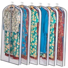 Clear Garment Storage with 4" Gusseted Hanging Covers - 24"x60"x4"/ 6 Pack