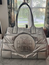 Tory Burch Metallic Silver Ella Tote Small