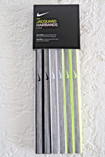 Nike Jacquard Printed Hairbands Headbands 6 Packs gray black white lime