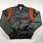 Starter Cincinnati Bengals NFL Bomber Jacket Men's Large Satin Black Vintage