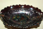Vintage Fenton Iridescent Amethyst Carnival Oval Bowl Ruffled Scalloped Rim EUC