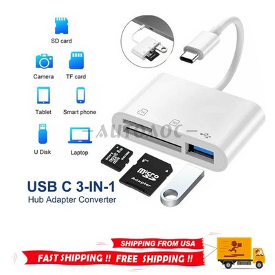 3 in 1 USB C Hub Type C Adapter SD Card Reader For MacBook Pro Laptop