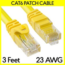 3 FT Cat6 Cord Yellow Cat 6 Ethernet Patch Cord LAN Internet RJ45 Modem Cable