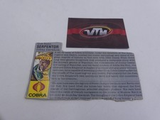 Vintage 1986 G.I. Joe Serpentor File Card Hasbro ARAH Cobra Emperor Original