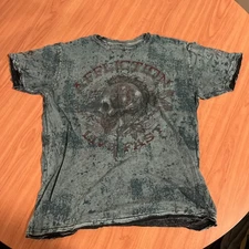 Affliction T-Shirt Men's 2XL Tie Dye Live Fast American Customs Graphic Tee