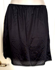 VTG Sliperfection Half Slip Skirt Black Lace Trim Made in USA Size L R3-O23