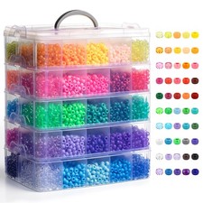Simetufy 14000Pcs Pony Beads Bulk, 50 Colors 6x9MM Kandi Beads for Hair Braid...
