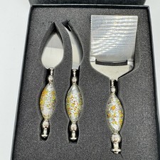 Va Bene 3 Piece Murano Glass Cheese Knife Set Charcuterie Serving!