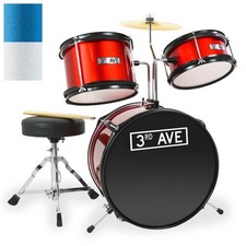 3-Piece Junior Drum Kit Drum Set for Kids 3-6 Years with Sticks, Stool