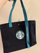 Starbucks Tote Bag Black Teal Coffee Tea Branded Merchandise