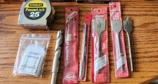 Lot of Vintage Irwin Drill Bits True Value Stanley 25" Power Lock Tape Measure