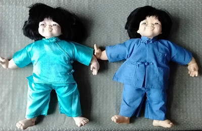 2 x M. Jacobsen Puppe / Asian Girl + Boy von Mieler Dolls Limited 80er Jahre